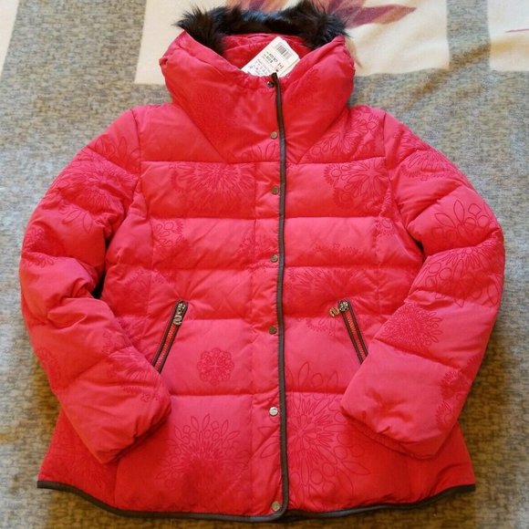 Desigual Jackets & Blazers - DESIGUAL ABRIGCECILIA Women Red Down Quilt Jacket Coat Puffer Hood 44 10-12 L/XL